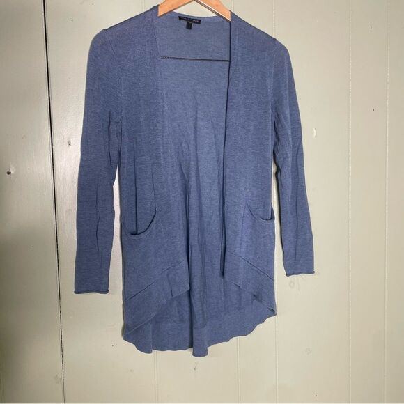 Eileen Fisher Slouchy Open Thin Knit Merino Cardigan In Pond Size Small - Picture 2 of 5